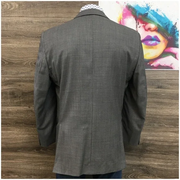 JACK‎ VICTOR Mens Blazer Sport Coat Casual Suit Jacket Size 44L Two Button Wool
